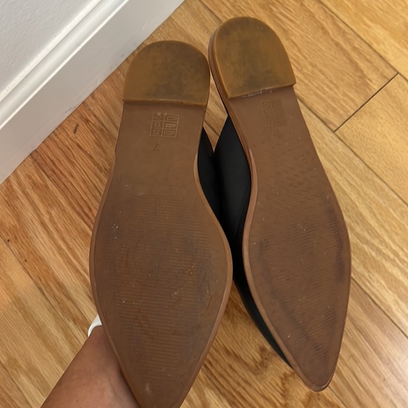 Madewell Black Leather Slides Mules Size 7 - Picture 3 of 5